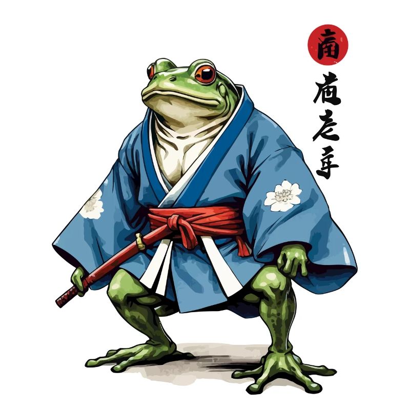 Samurai Frog Vintage Ukiyo-e Style Samurai Art