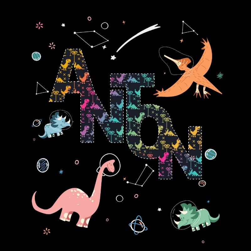 ANTON - Beautiful boy name with dinosaur