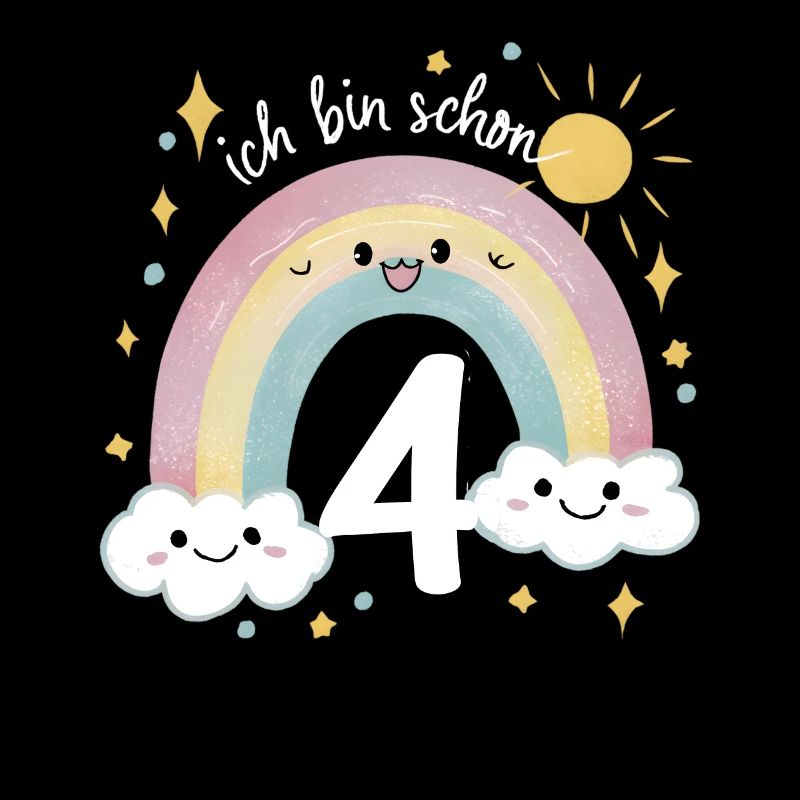 4th Birthday Shirt Rainbow Cloud