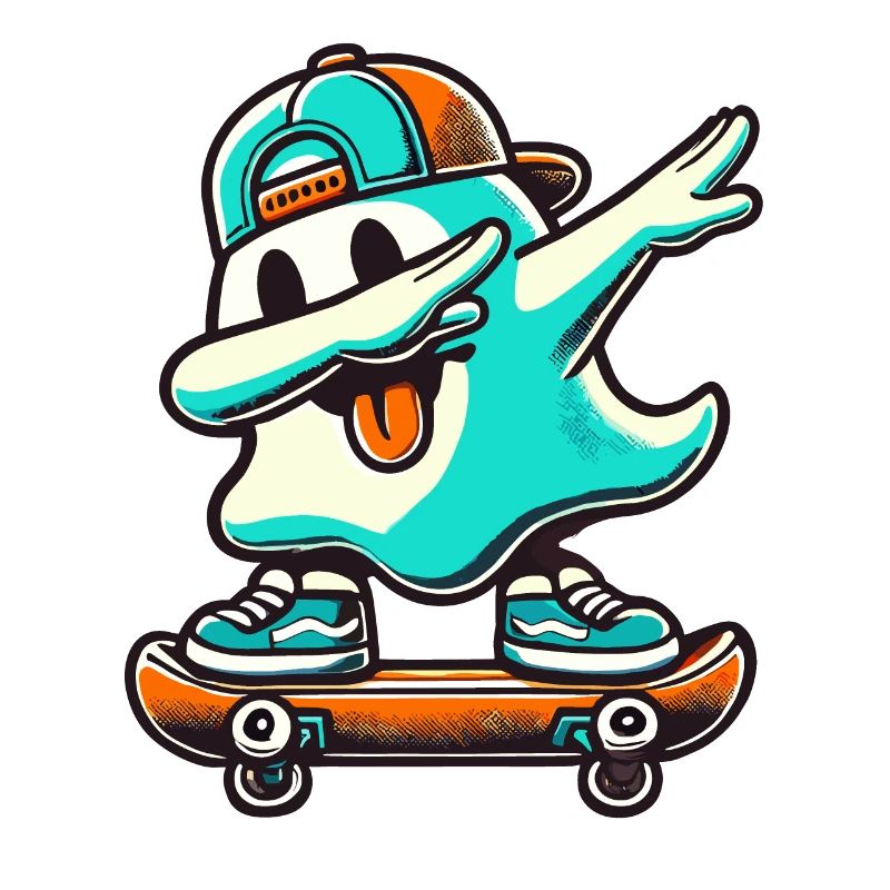 Skateboaring Dabbing Ghost Skateboard Dab