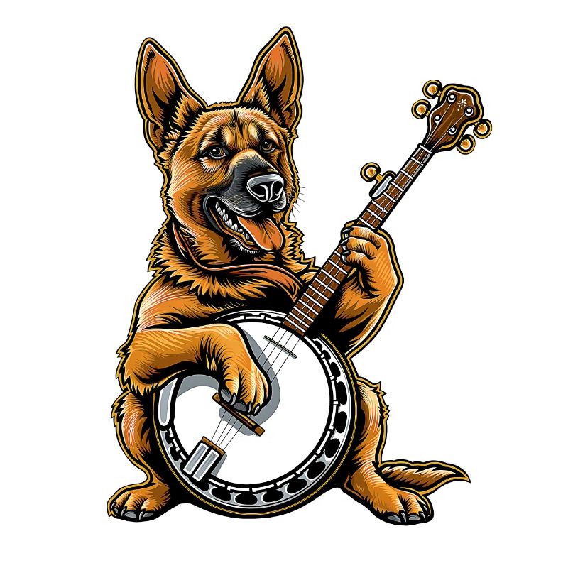 German Shepherd Bluegrass Banjo Player