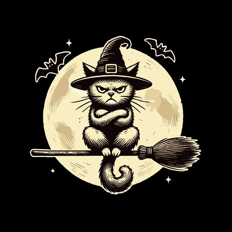 Drôle de sorcière chat magicien chat