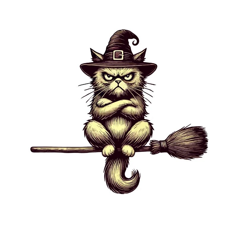 Drôle de sorcière chat magicien chat
