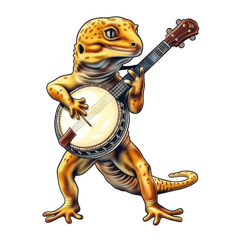 Leopard-Gecko-Eidechse Bluegrass-Banjo-Spieler