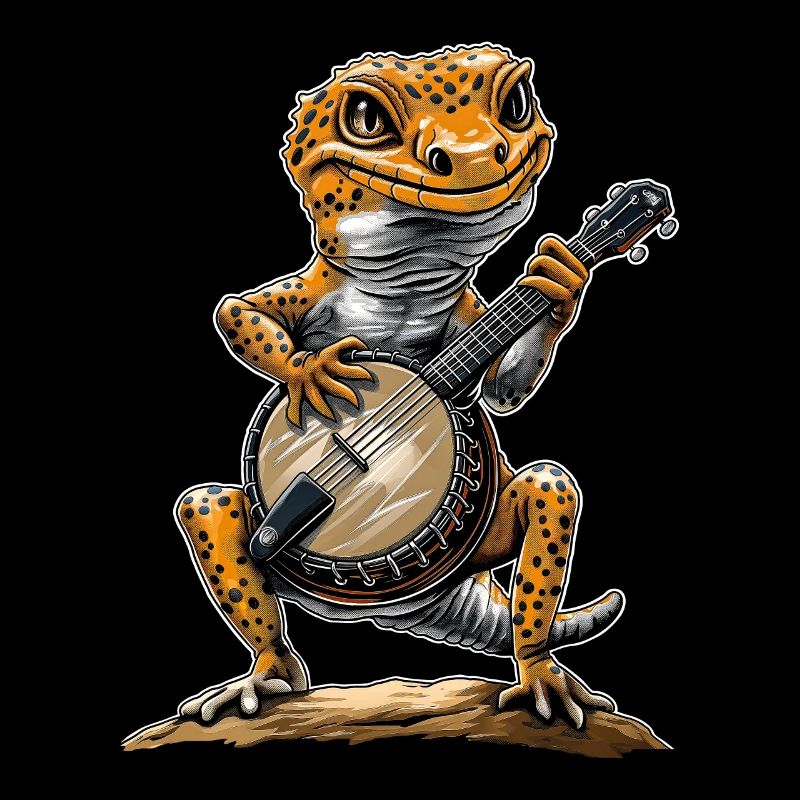 Leopard-Gecko-Eidechse Bluegrass-Banjo-Spieler