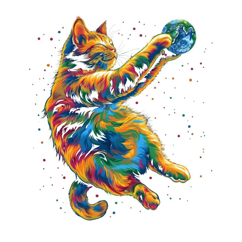 Orange Cat Tabby Cat Earth Popart