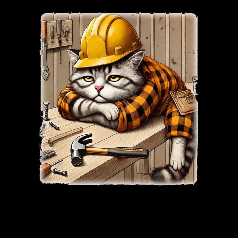 Bored cat in the workshop