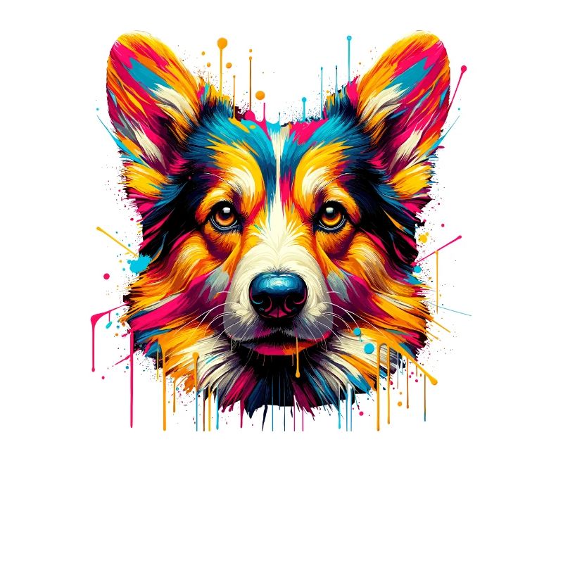 Splash Art Strickjacke Welsh Corgi Papa Corgis