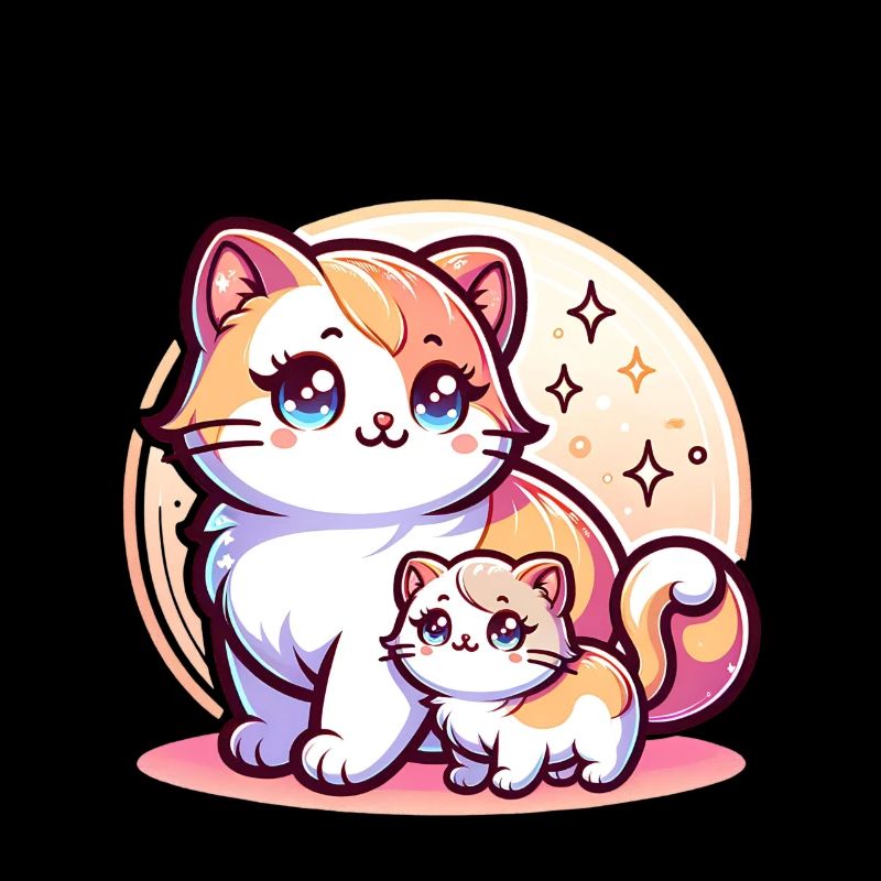 Mignon chat maman avec chaton devant