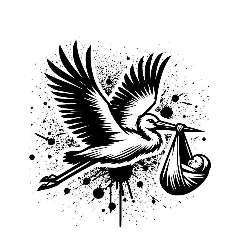Cigogne avec dessin de bébé