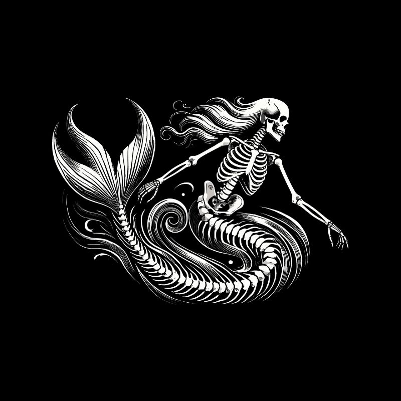Skeleton Mermaid Mystical Art