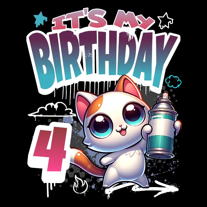 4th Birthday Cat Graffiti