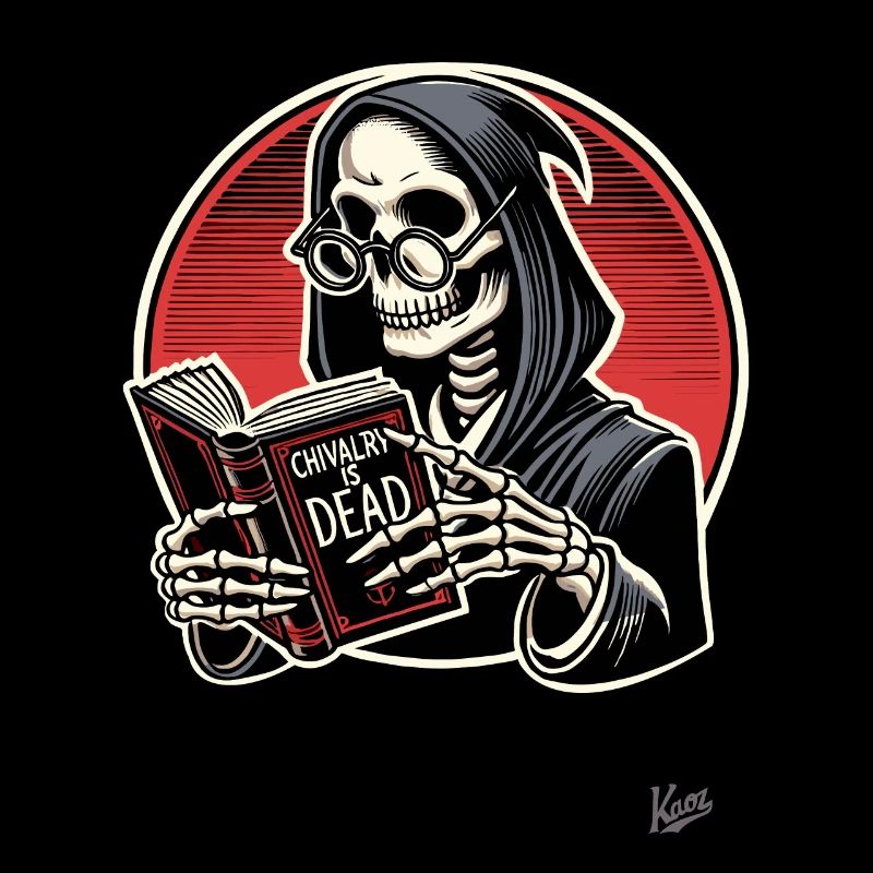 Chivalry is dead – Grim Reaper with book