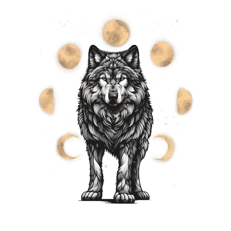 Moon Phase Wolf Werewolf Halloween Mystical Wolves
