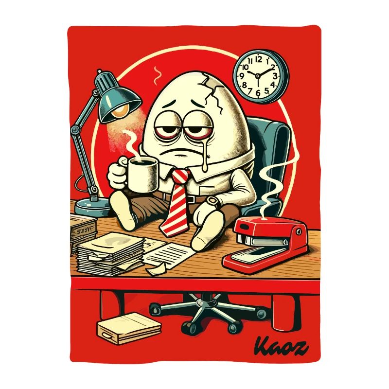 Tired office egg with coffee