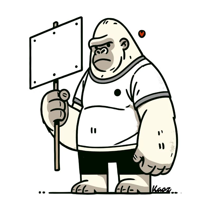 Gorilla with an empty sign: Your text here
