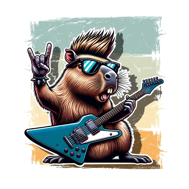Capybara, guitariste de rock and roll