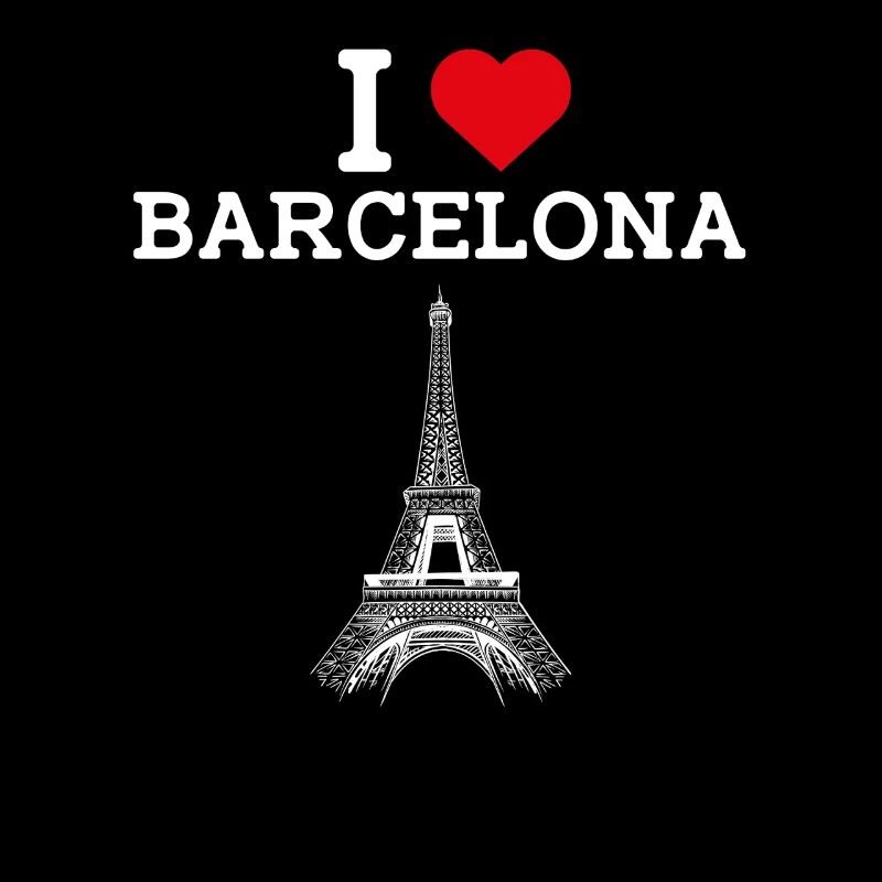 J’aime Barcelone Cool Heart Drapeau Tour Eiffel Jeu de mots