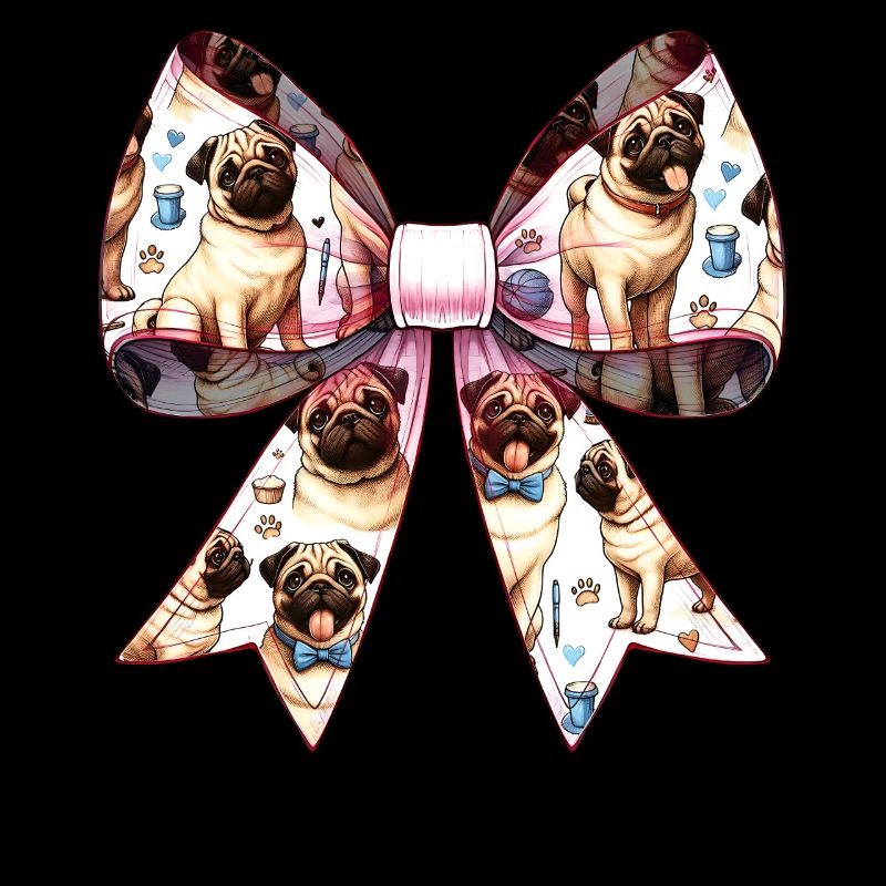 Coquette Bow Pug Dog Mom Pattern Pink
