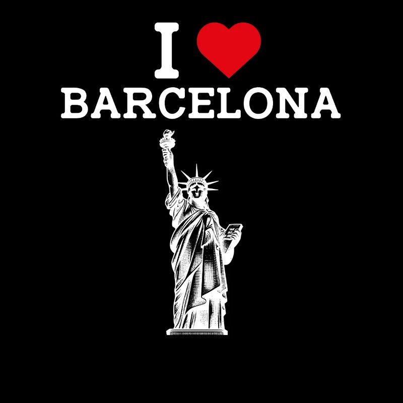 J’aime le drapeau de Barcelone coeur statue de la liberté jeu de mots