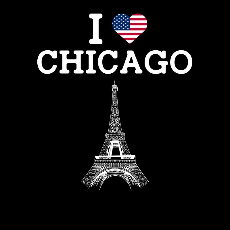 J’aime Chicage USA Drapeau Cool Tour Eiffel Lover