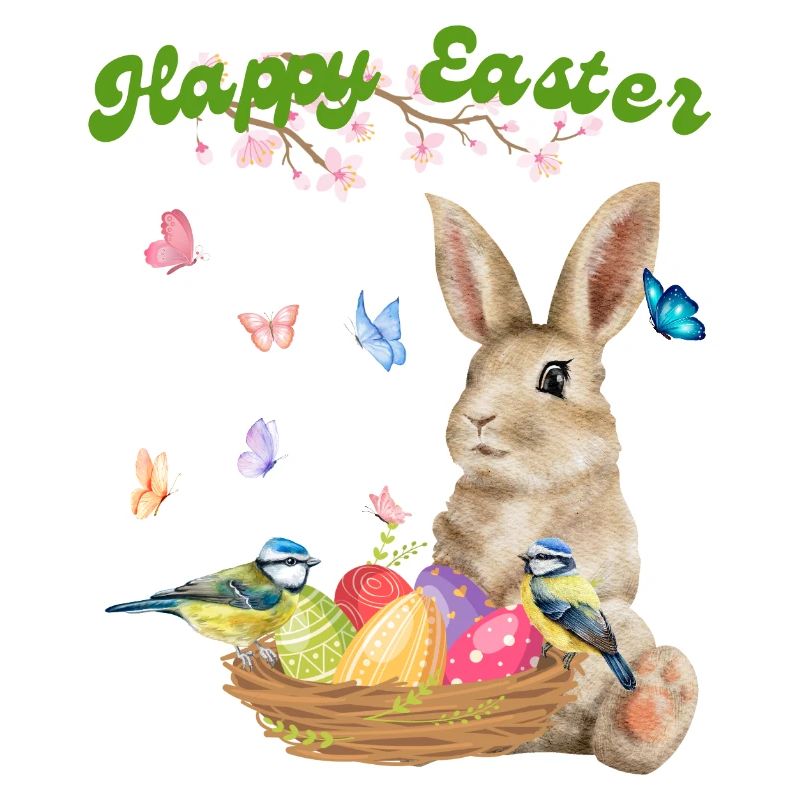 Happy Easter - Bunny with Easter Basket