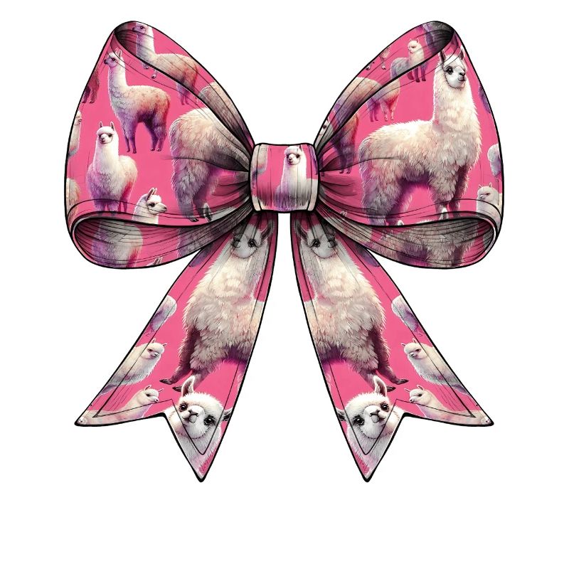 Coquette Bow Alpaca Llama Pattern Pink