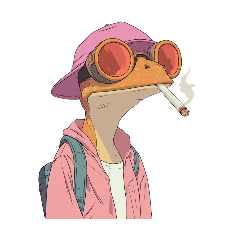 Frog with Hat and Joint - Weed Frog Design