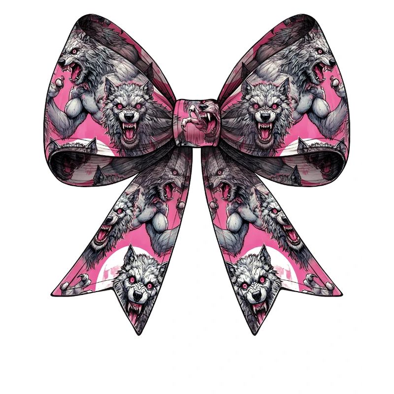 Coquette Bow Werewolf Wolf Pattern Halloween