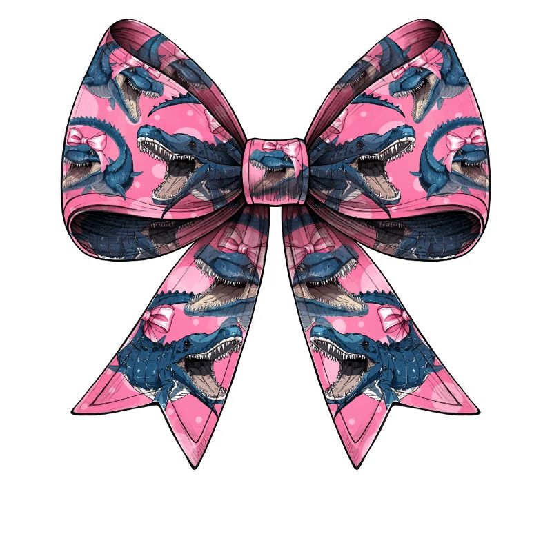 Coquette Bow Mosasaurus Dinosaur Pattern