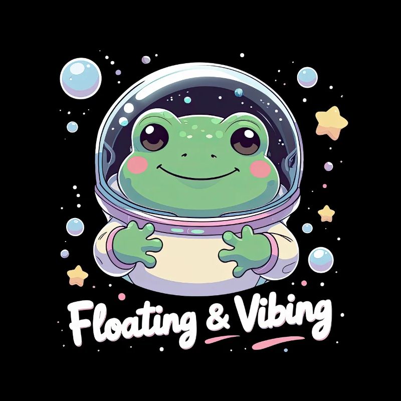 Floating & Vibing – Grenouille astronaute dans l’espace