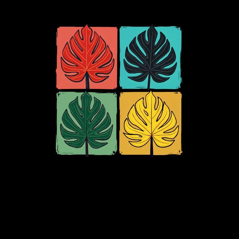 Retro Monstera Leaf Grid