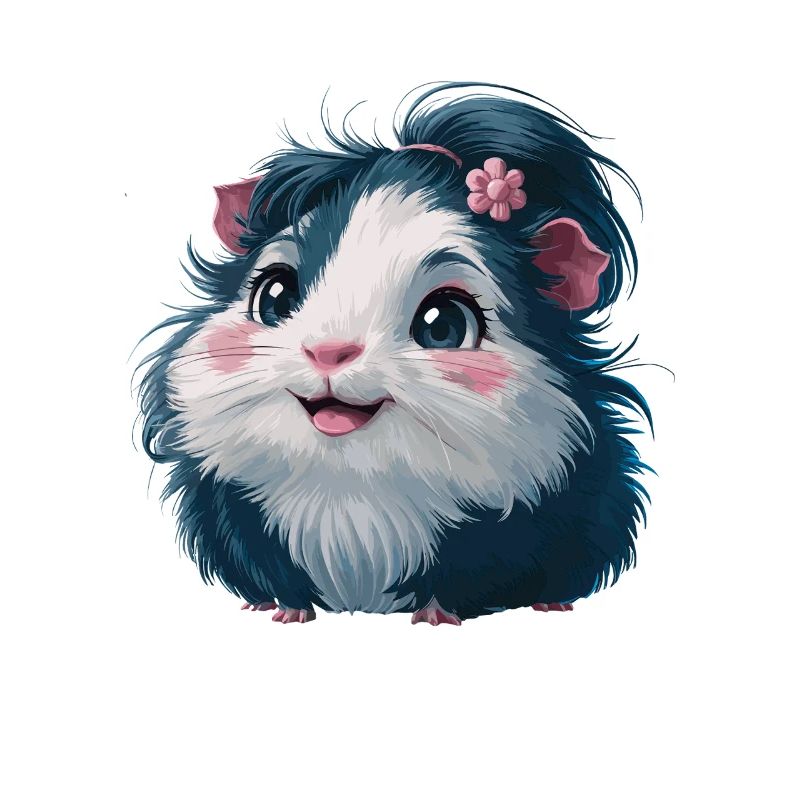 Mignon cochon d’Inde avec une fleur dans ses cheveux pour