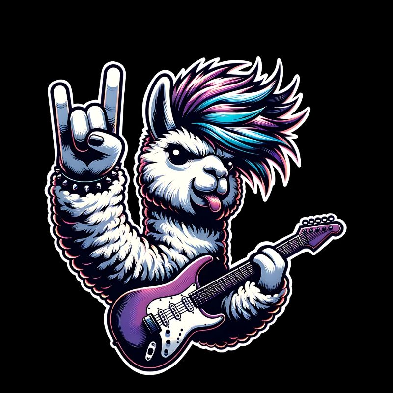 Alpaca Guitariste de Rock and Roll