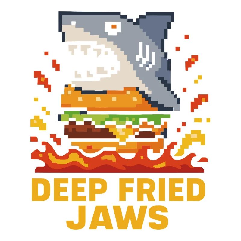 Deep Fried Jaws Pixel Shark Burger
