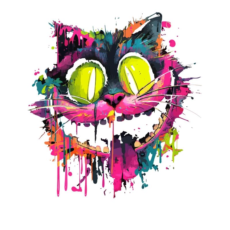Style Street Art Chat Cheshire Psychédélique Coloré