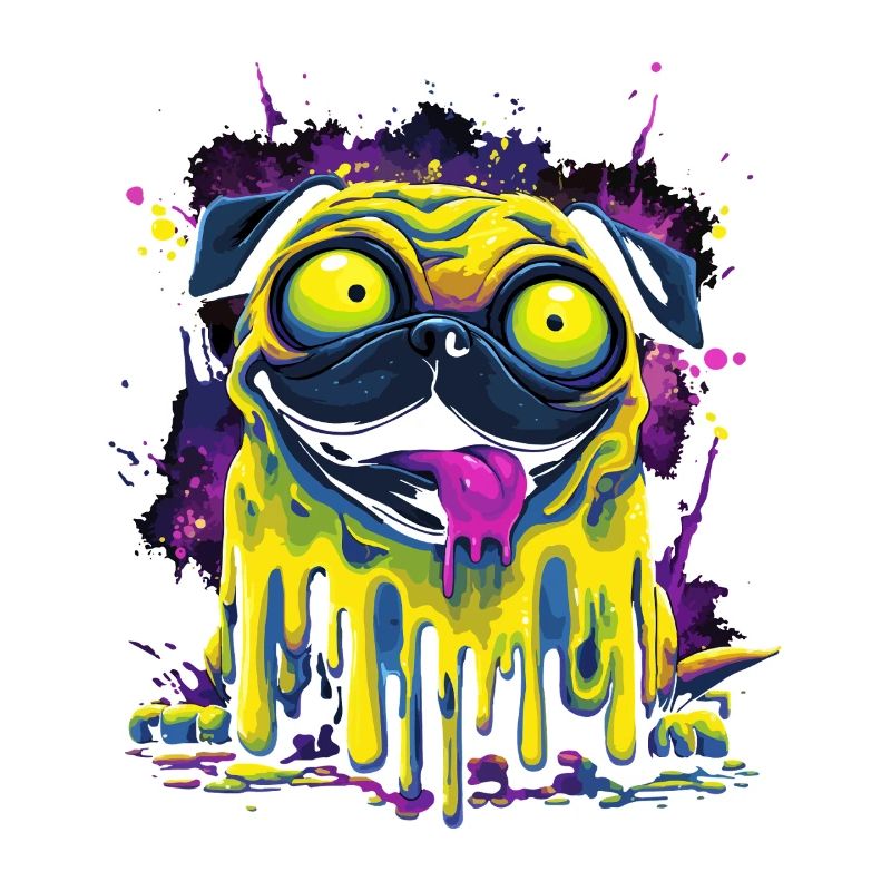 Trippy Psychedelic Pug Colorful Graffiti Style