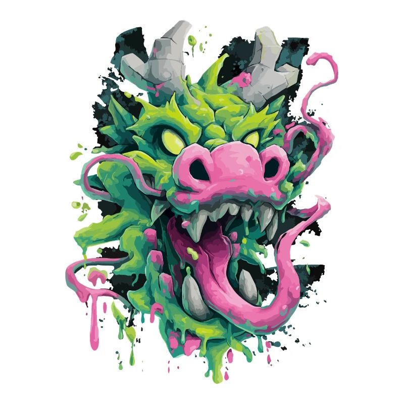 Psychedelischer Drachenkopf Japan Street Art Stil