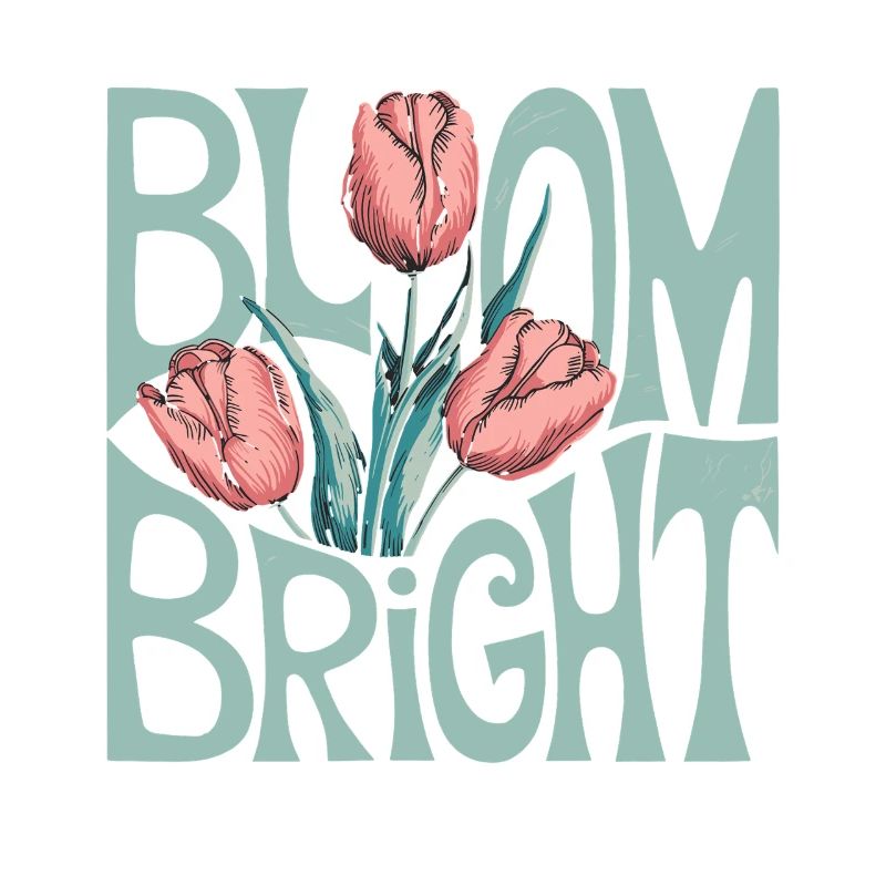 Bloom Bright Tulips Illustration Spring