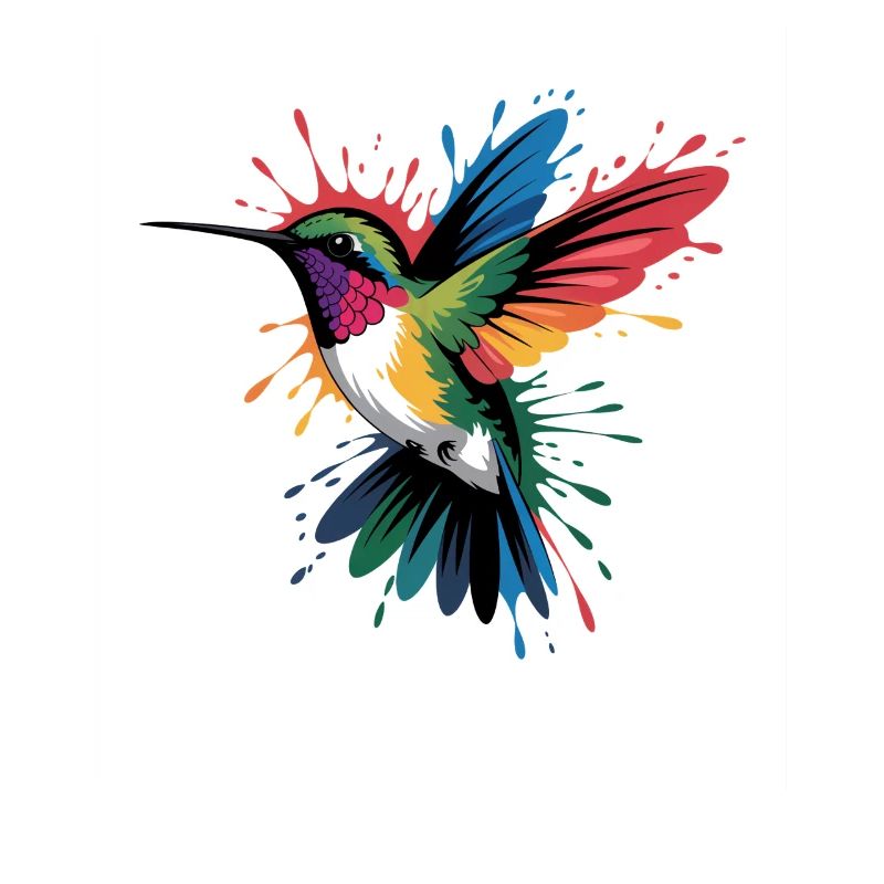 Colibri coloré avec explosion de couleurs