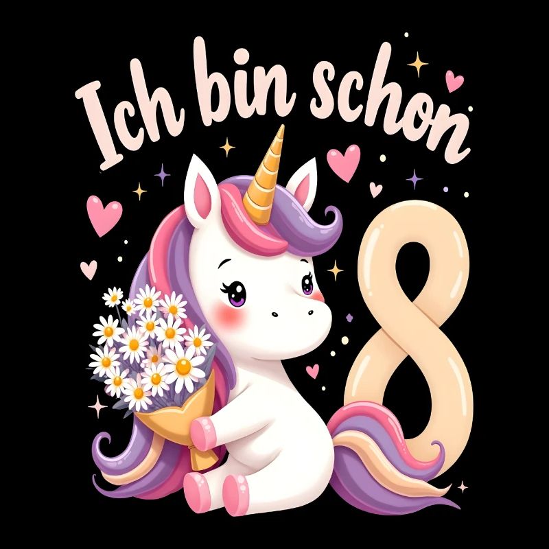 Süßes Einhorn 8. Geburtstag für Mädchen