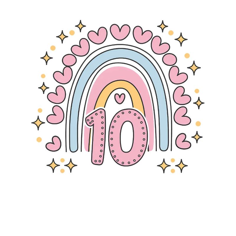 Süßes 10. Geburtstag Herz & Regenbogen Design