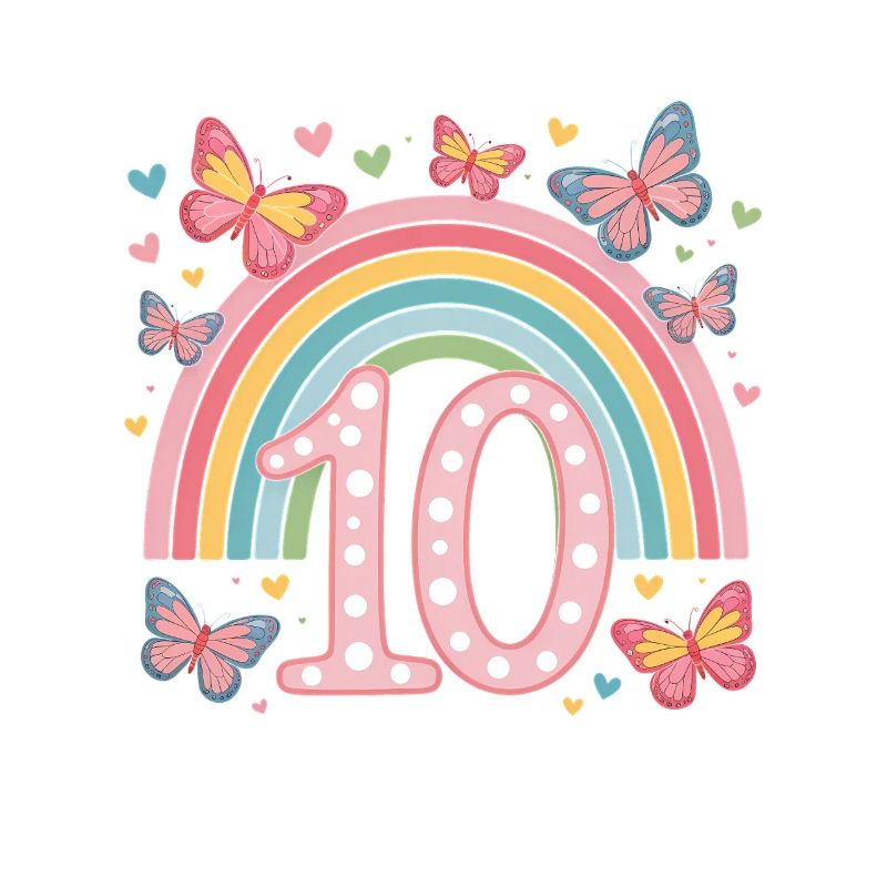 Regenbogen Schmetterling 10. Geburtstag Mädchen