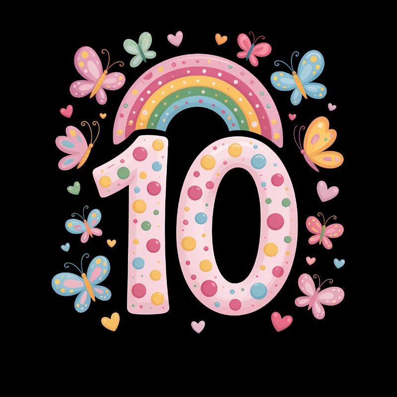 Regenbogen Schmetterling 10. Geburtstag Mädchen