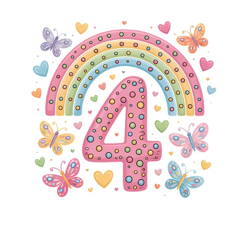 Regenbogen Schmetterling 4. Geburtstag Mädchen