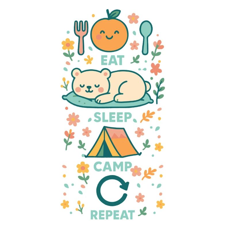 Manger Dormir Camp Répéter Funny Camper