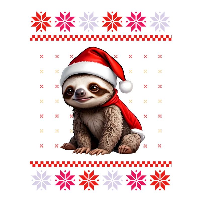 Sloth with Santa hat in ugly pattern