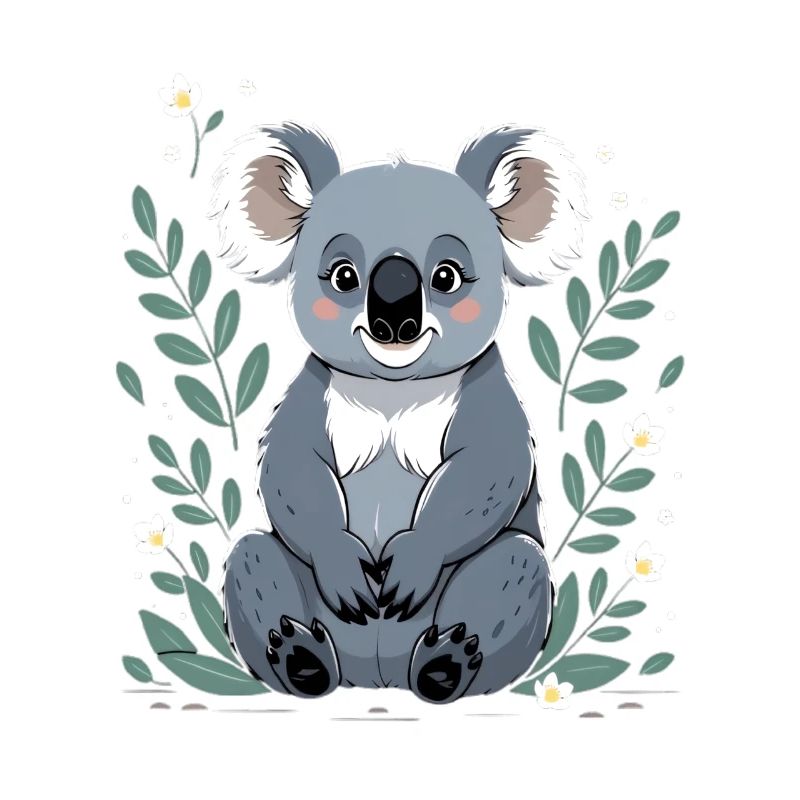 Petit koala dans un cadre de feuille