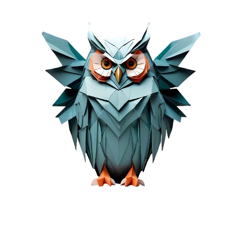 Blau Low-Poly Eule Design