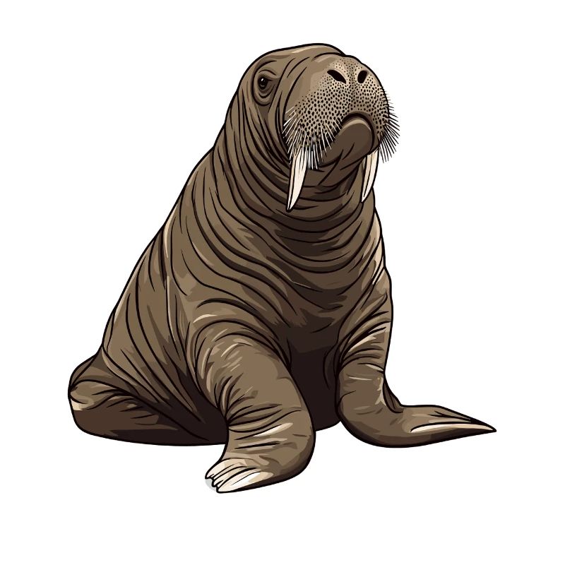 Dessin animé de morse dans des tons de marron